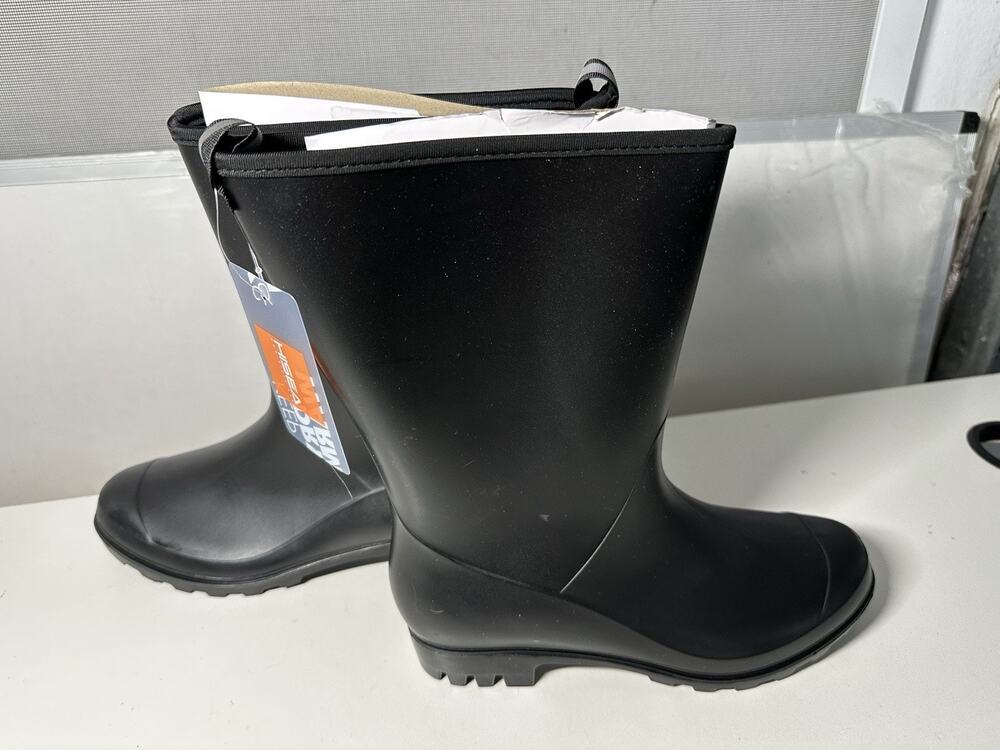 HISEA Women's Rubber Boots Waterproof Wide Calf Rain Boots Mid-Calf Sz 7